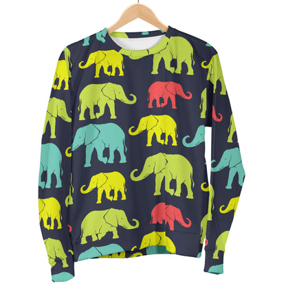 Elephant Neon Color Print Pattern Men Long Sleeve Sweatshirt
