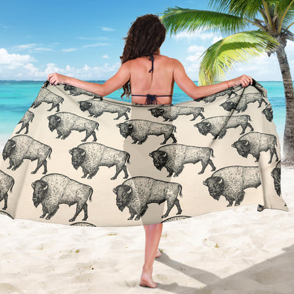 Bison Pattern Print Design 02 Sarong Pareo Wrap