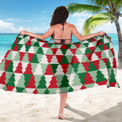 Christmas Tree Pattern Print Design 01 Sarong Pareo Wrap