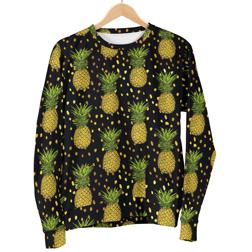 Pineapple Gold Dot Themed Print Women Long Sleeve Sweatshirt