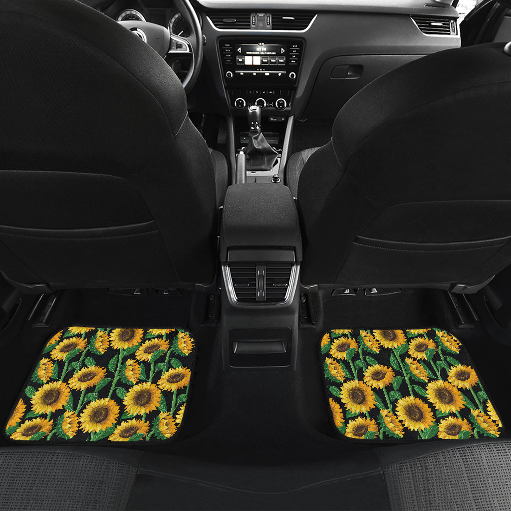 Sunflower Realistic Print Pattern Car Floor Mats Front Back