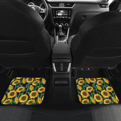 Sunflower Realistic Print Pattern Car Floor Mats Front Back