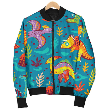 Dinosaur Cartoon Style Men Bomber Jacket