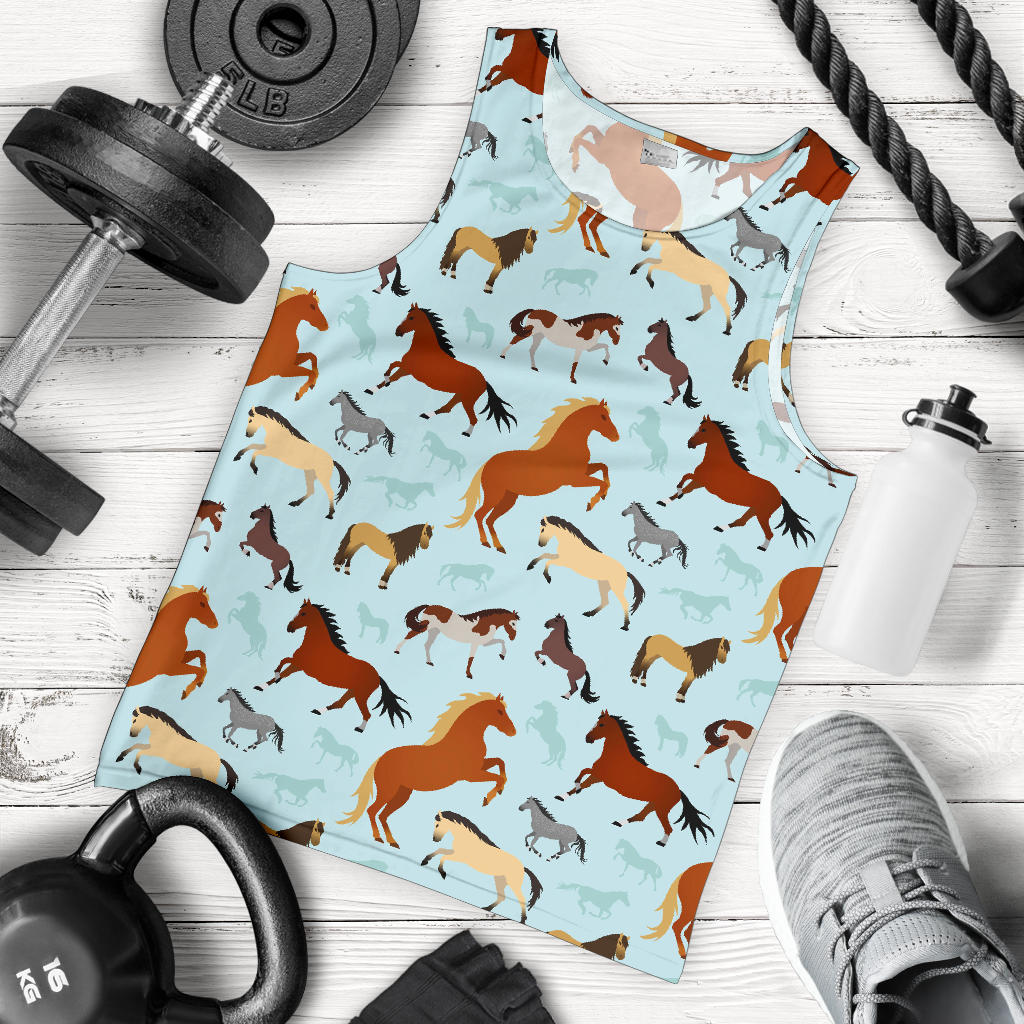 Horse Cute Themed Pattern Print Men Tank Top