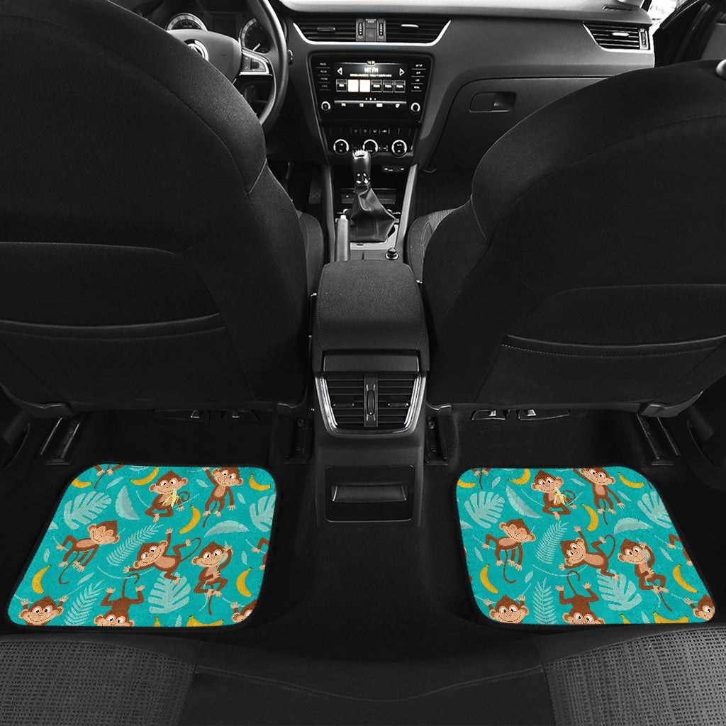 Monkey Happy Design Themed Print Car Floor Mats Front Back