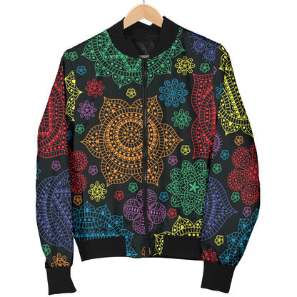 Chakra Mandala Print Pattern Men Bomber Jacket