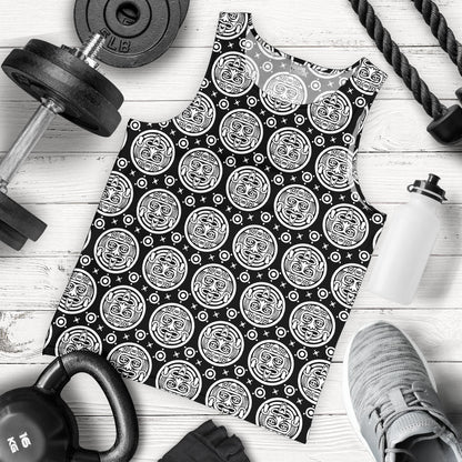Calendar Aztec White Black Print Pattern Men Tank Top