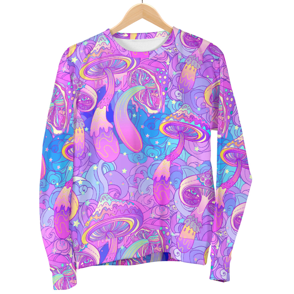 Psychedelic Trippy Mushroom Print Women Long Sleeve Sweatshirt