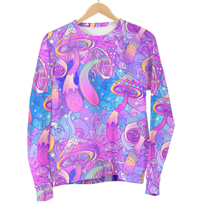 Psychedelic Trippy Mushroom Print Women Long Sleeve Sweatshirt