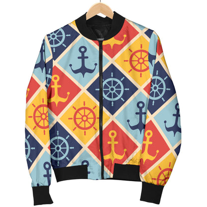Nautical Pattern Design Themed Print Men Bomber Jacket