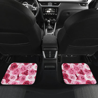 Pink Red Rose Pattern Print Car Floor Mats Front Back