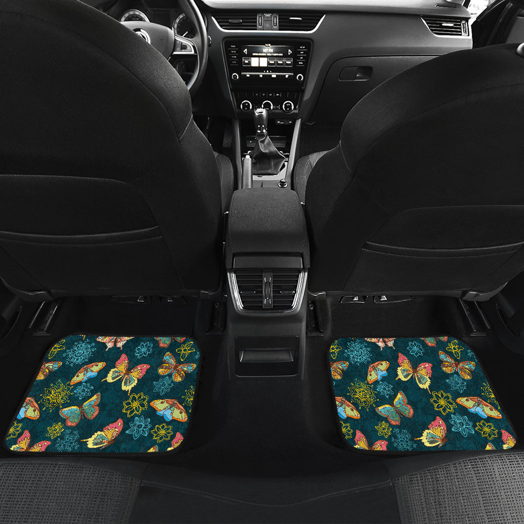 Butterfly Hand Draw Print Pattern Car Floor Mats Front Back