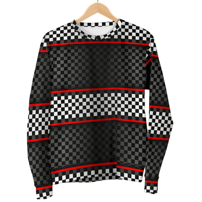 Checkered Flag Red Line Style Women Long Sleeve Sweatshirt