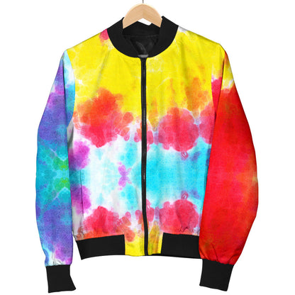 Tie Dye Rainbow Themed Print Men Bomber Jacket