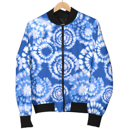 Tie Dye Blue Design Print Men Bomber Jacket