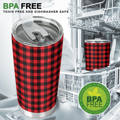 Red Black Buffalo Tartan Plaid Pattern Tumbler