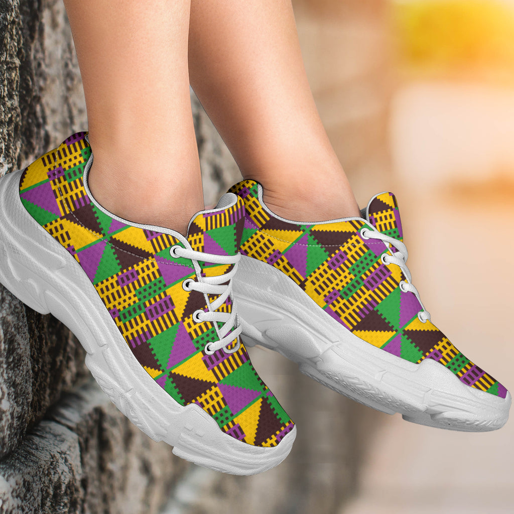 Kente Triangle Design African Print Chunky Sneakers