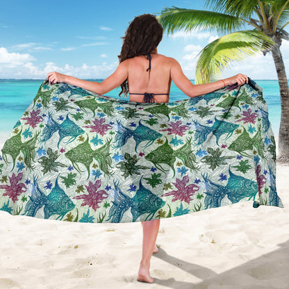 Angelfish Tribal Pattern Print Design 01 Sarong Pareo Wrap