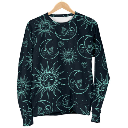 Sun Moon Magic Design Themed Print Men Long Sleeve Sweatshirt