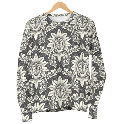 Damask Elegant Print Pattern Men Long Sleeve Sweatshirt