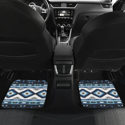 Navajo Dark Blue Print Pattern Car Floor Mats Front Back