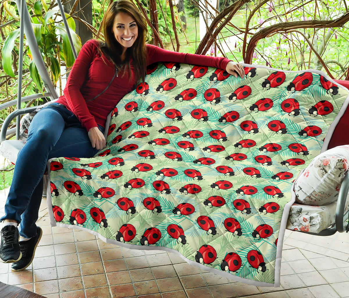 Ladybug Cute Print Pattern Quilt Bedspread