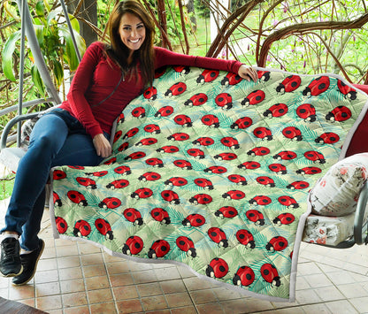 Ladybug Cute Print Pattern Quilt Bedspread