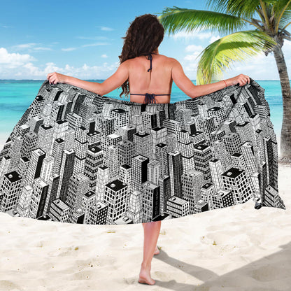 City Pattern Print Design 02 Sarong Pareo Wrap