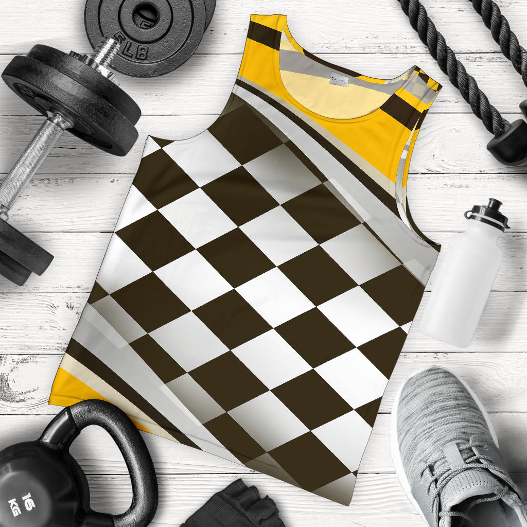 Checkered Flag Racing Style Men Tank Top
