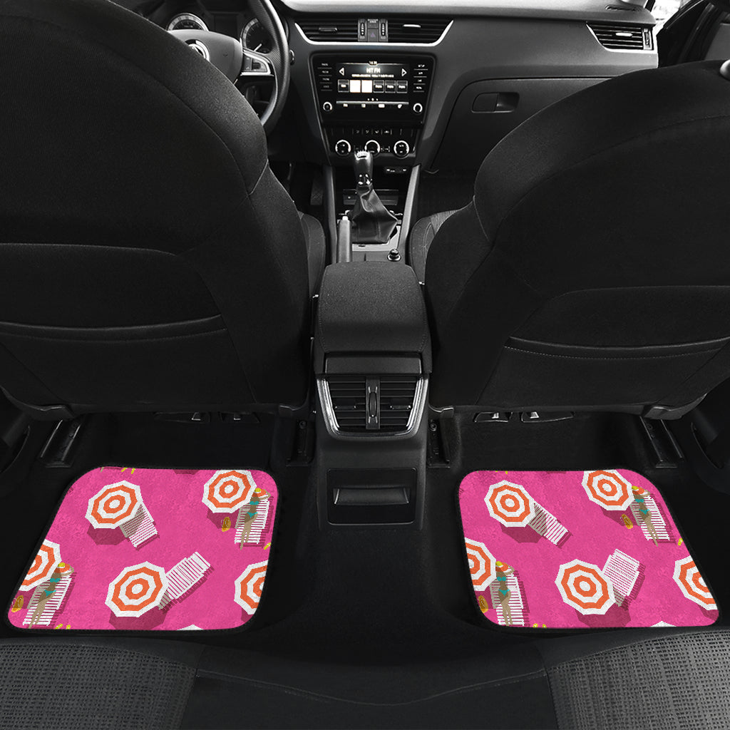 Beach Top View Umbrella Theme Car Floor Mats Front Back