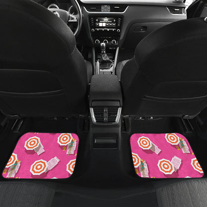 Beach Top View Umbrella Theme Car Floor Mats Front Back