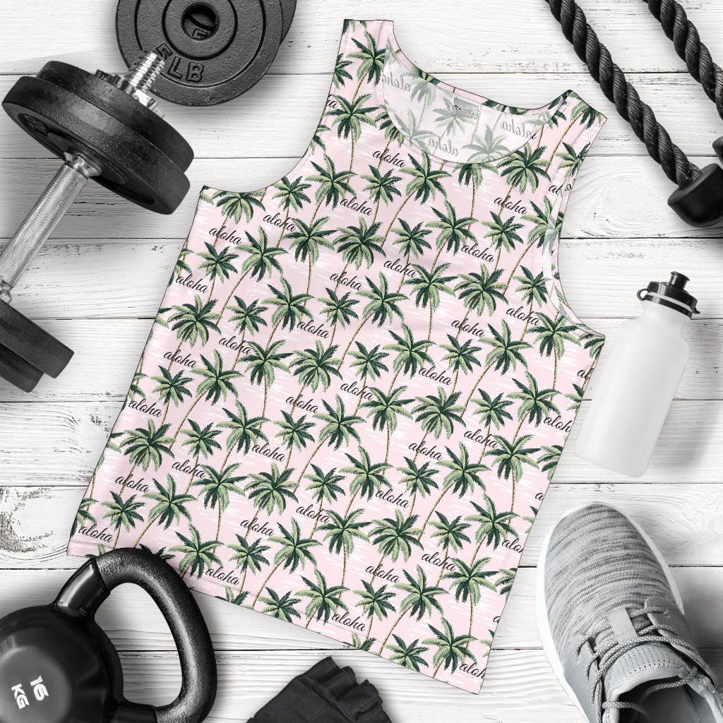 Aloha Beach Pattern Design Themed Print Men Tank Top
