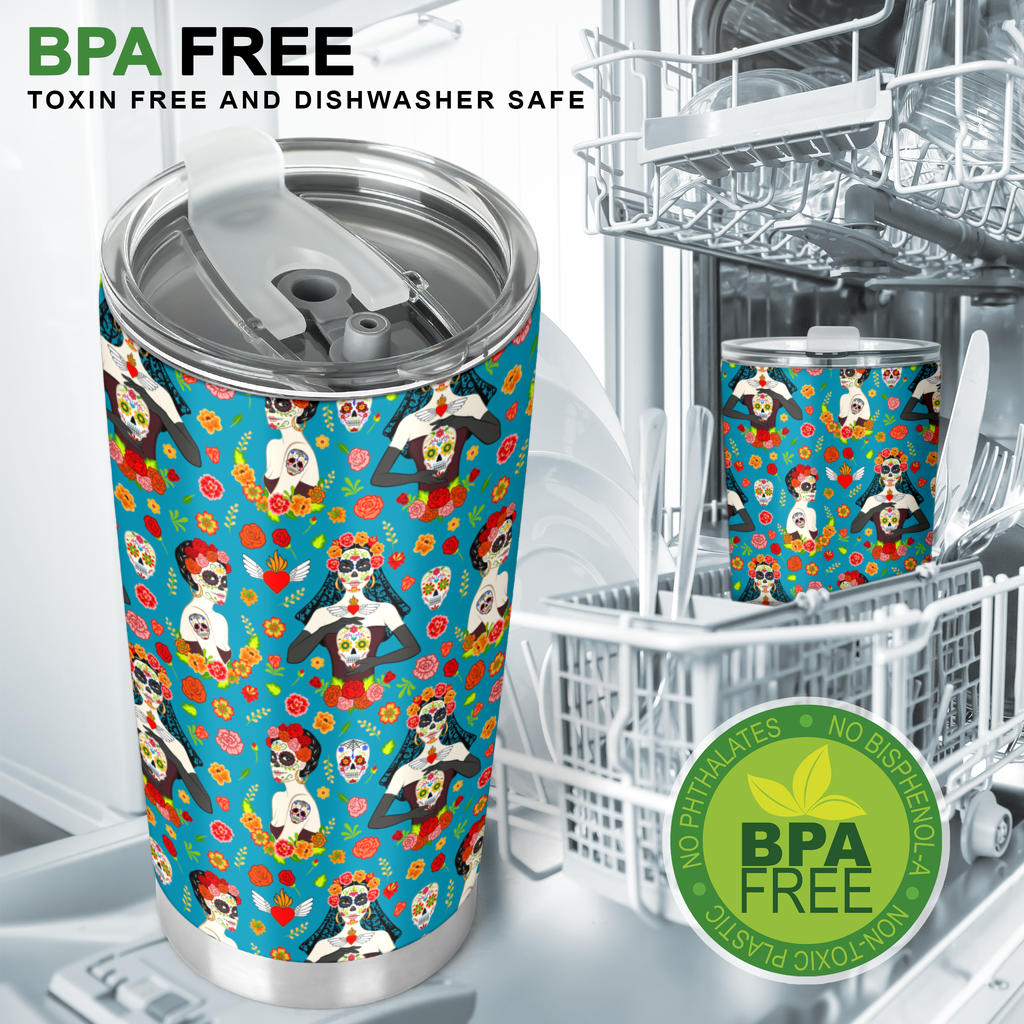 Day of the Dead Old School Girl Design Tumbler