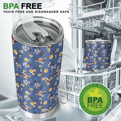 Hawaiian Flower Blue Print Tumbler