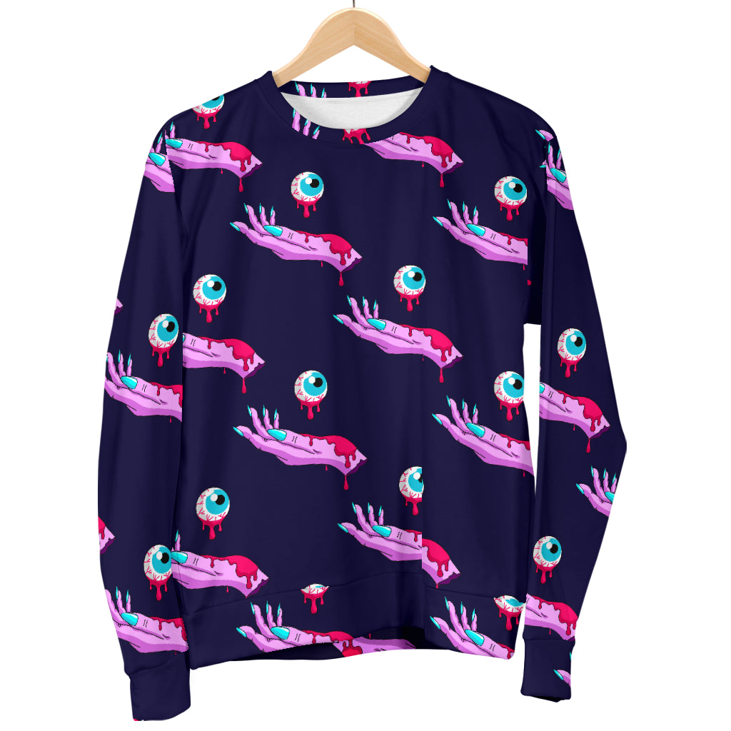 Zombie Pink Hand Design Pattern Print Men Long Sleeve Sweatshirt