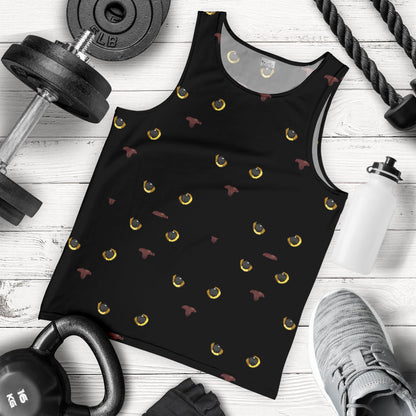 Black Cat Face Print Pattern Men Tank Top