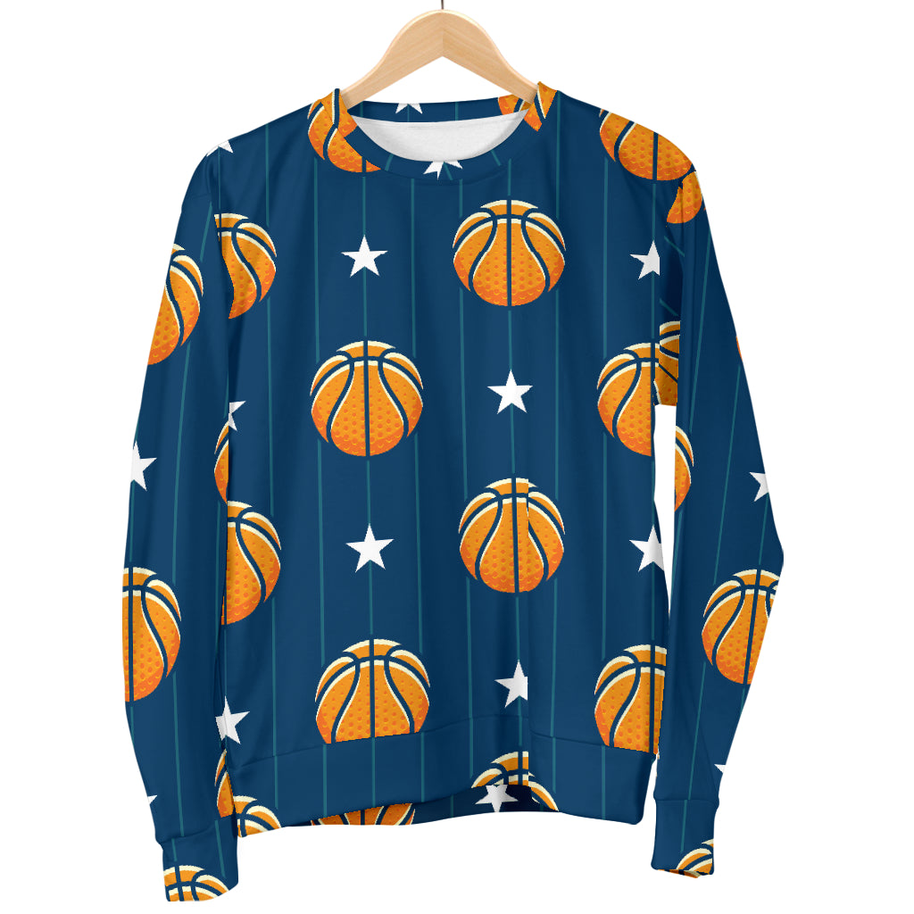 Basketball Star Print Pattern Men Long Sleeve Sweatshirt