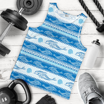 Dolphin Tribal Print Pattern Men Tank Top