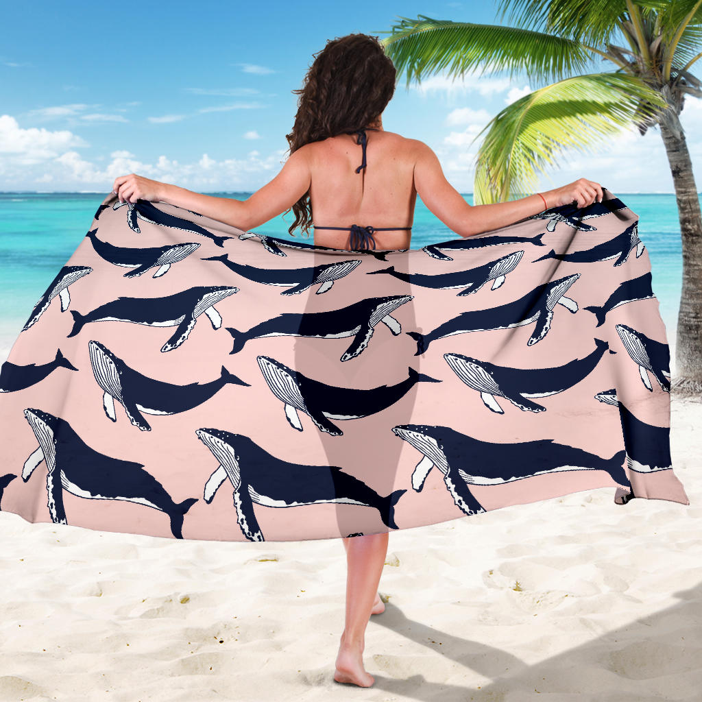 Humpback Whale Pattern Print Design 02 Sarong Pareo Wrap