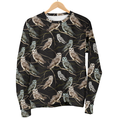 Owl Branch Themed Design Print Women Long Sleeve Sweatshirt