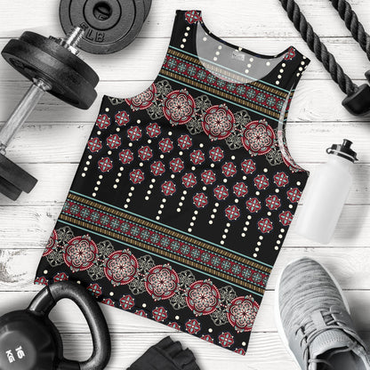 Ethnic Dot Style Print Pattern Men Tank Top