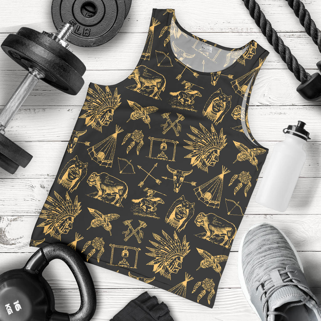 American indian Gold Style Men Tank Top