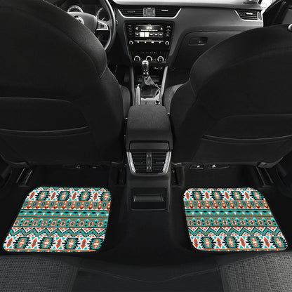 Indian Navajo Ethnic Themed Design Print Car Floor Mats Front Back