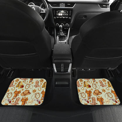 Western Cowboy Design Pattern Car Floor Mats Front Back