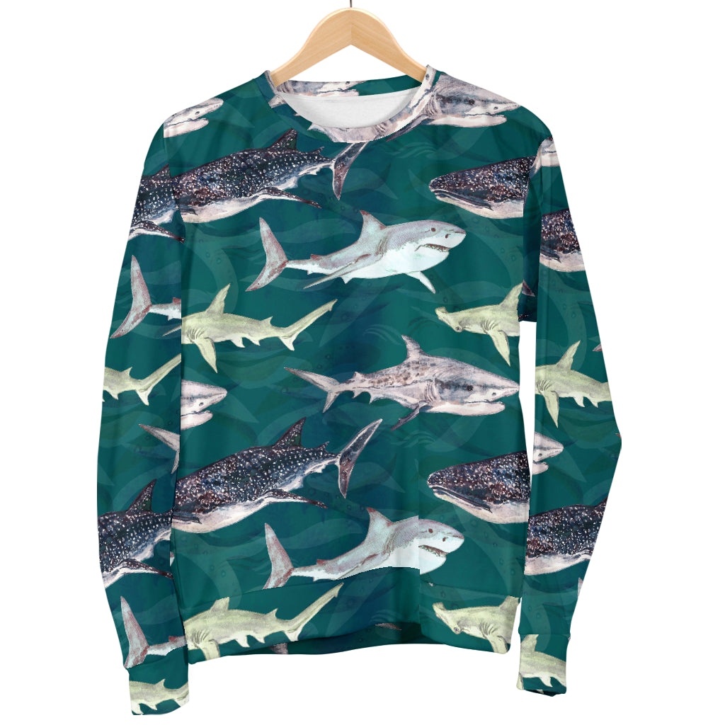 Shark Style Print Men Long Sleeve Sweatshirt