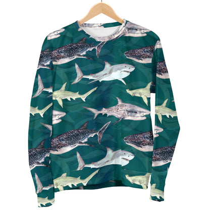 Shark Style Print Men Long Sleeve Sweatshirt