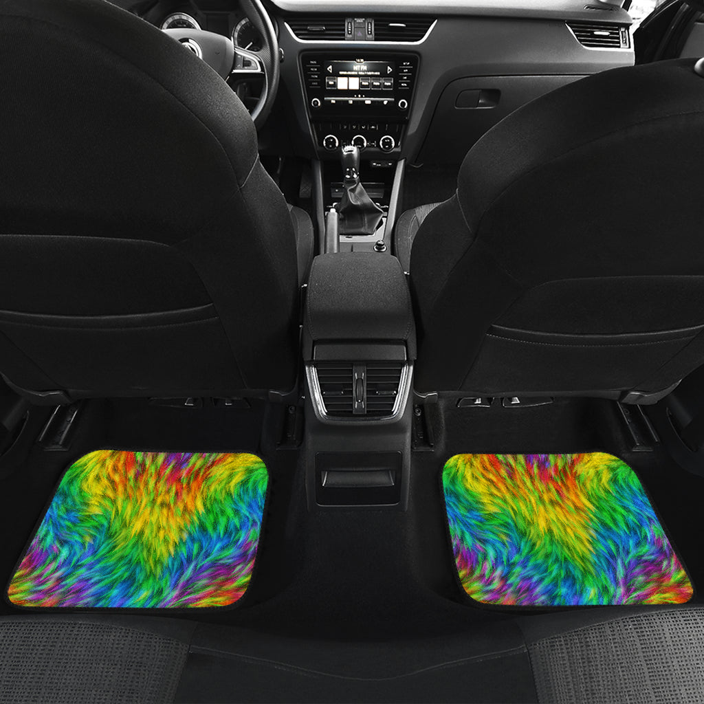 Rainbow Fur Design Print Car Floor Mats Front Back