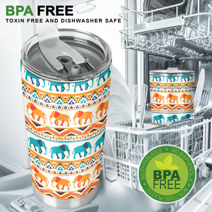 Elephant Aztec Ethnic Print Pattern Tumbler