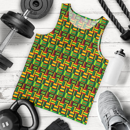 African Zip Zag Print Pattern Men Tank Top