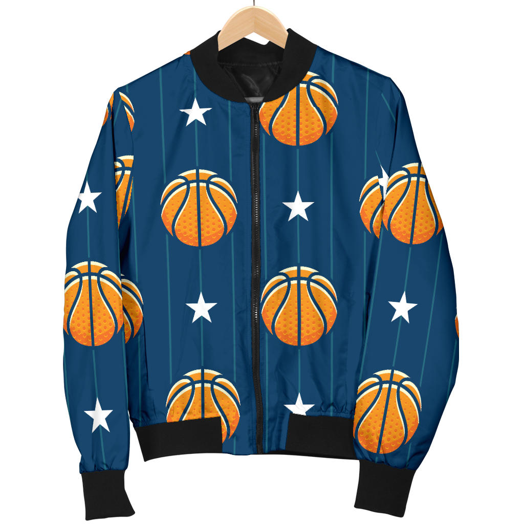 Basketball Star Print Pattern Men Bomber Jacket